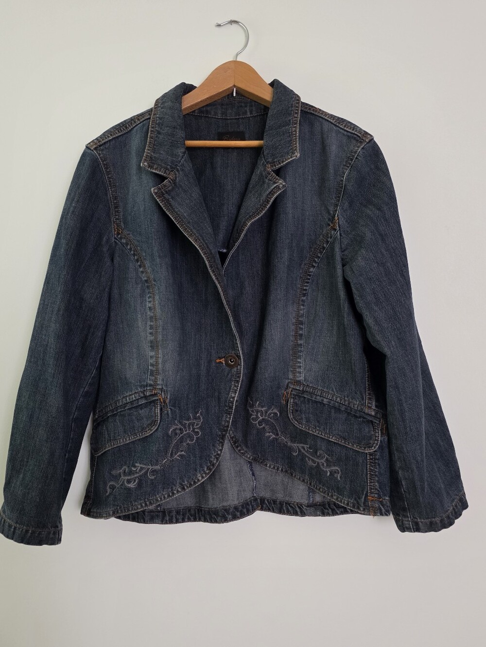 Vintage Riders Denim Jacket Embroidered Womens L 90s Y2k Western Rodeo Boho